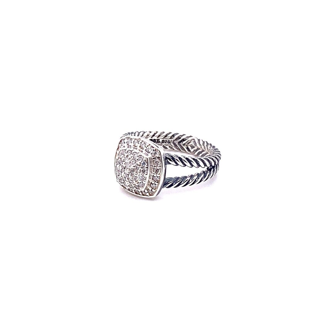 David Yurman Sterling Silver petite Albion w/diamonds ring Size 9